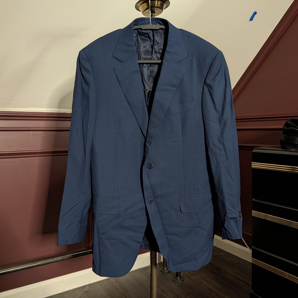 CANALI Impeccabile Blue Striped Made In Italy Wool Tailored Jacket 40R